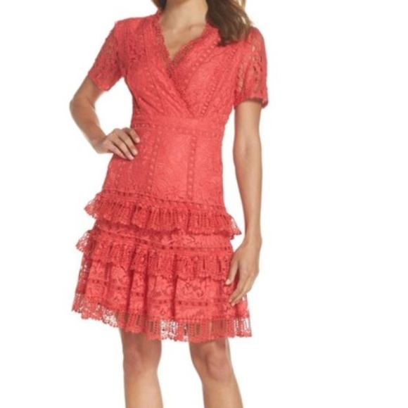 french connection arta lace dress French Connection Pink Arta Tiered Lace Dress Womens Small S 4 NWT